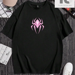 Hypemode Örümcek Desenli Yuvarlak Yaka Kısa Kollu Erkek Tişört