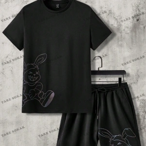 Hypemode Reflektif Detaylı Çizgi Film Baskılı Erkek Tişört ve Şort Takım