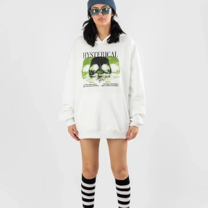Hysterıcal Baskılı Oversize Unisex Beyaz