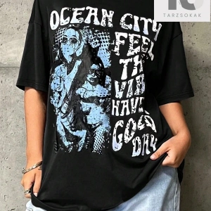 ICON Sloganlı Grafik Düşük Omuzlu Tişört