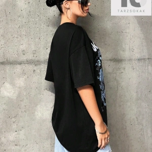 ICON Sloganlı Grafik Düşük Omuzlu Tişört