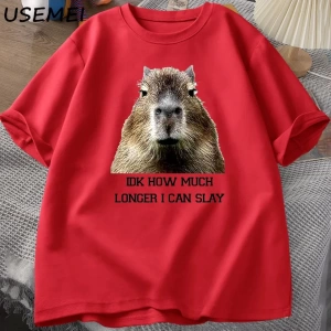 IDK ne kadar uzun ben Capybara komik Tshirt Slay eğilimleri Slay Retro hayvan T-shirt erkekle