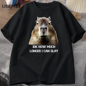 IDK ne kadar uzun ben Capybara komik Tshirt Slay eğilimleri Slay Retro hayvan T-shirt erkekle