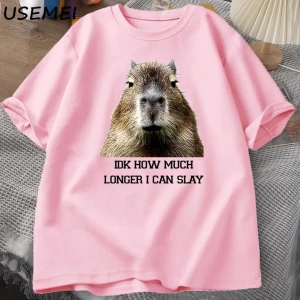 IDK ne kadar uzun ben Capybara komik Tshirt Slay eğilimleri Slay Retro hayvan T-shirt erkekle