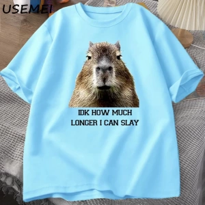 IDK ne kadar uzun ben Capybara komik Tshirt Slay eğilimleri Slay Retro hayvan T-shirt erkekle