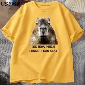 IDK ne kadar uzun ben Capybara komik Tshirt Slay eğilimleri Slay Retro hayvan T-shirt erkekle
