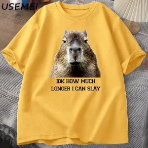 IDK ne kadar uzun ben Capybara komik Tshirt Slay eğilimleri Slay Retro hayvan T-shirt erkekle 3083