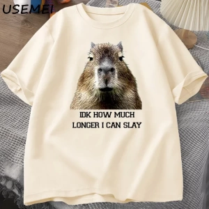 IDK ne kadar uzun ben Capybara komik Tshirt Slay eğilimleri Slay Retro hayvan T-shirt erkekle 3083