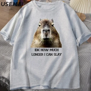 IDK ne kadar uzun ben Capybara komik Tshirt Slay eğilimleri Slay Retro hayvan T-shirt erkekle 3083