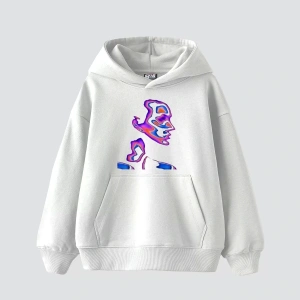 İllusion Woman Baskılı Oversize Unisex Beyaz