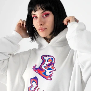 İllusion Woman Baskılı Oversize Unisex Beyaz