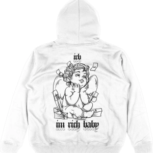 Im Rich Baby Beyaz Oversize Unisex Kapüşonlu Sweatshirt Hoodie