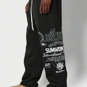 International Premium Drop Crotch Jogger Eşofman Altı Sokak Stili Tipografi Bas