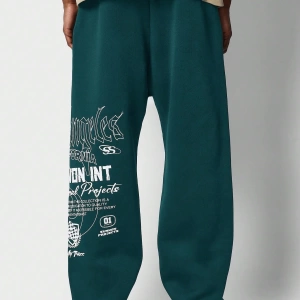 International Premium Drop Crotch Jogger Eşofman Altı Sokak Stili Tipografi Bas