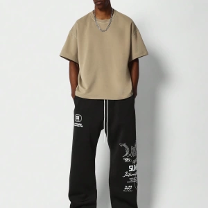 International Premium Drop Crotch Jogger Eşofman Altı Sokak Stili Tipografi Bas