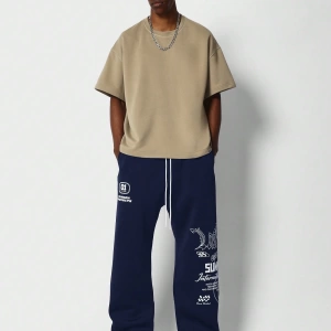 International Premium Drop Crotch Jogger Eşofman Altı Sokak Stili Tipografi Bas