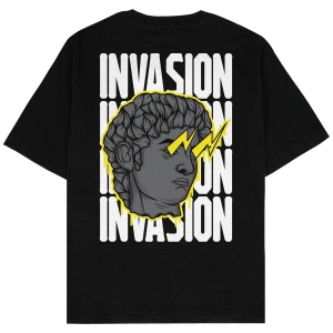Invasion Siyah Oversize Unisex T-shirt