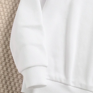 İskambil Renkli Oversize Bisiklet Yaka Pamuklu Sweatshirt Beyaz