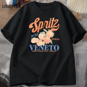 İtalyan Kokteyl Spritz T-Shirt Erkek Kadın Yaz Vintage Boho Italia Grafik Tee Pamuk Kısa Koll 2949