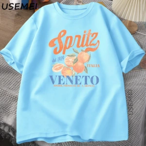 İtalyan Kokteyl Spritz T-Shirt Erkek Kadın Yaz Vintage Boho Italia Grafik Tee Pamuk Kısa Koll 2949