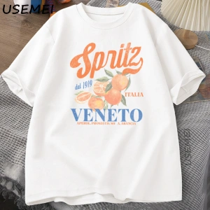 İtalyan Kokteyl Spritz T-Shirt Erkek Kadın Yaz Vintage Boho Italia Grafik Tee Pamuk Kısa Koll 2949