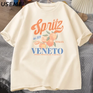 İtalyan Kokteyl Spritz T-Shirt Erkek Kadın Yaz Vintage Boho Italia Grafik Tee Pamuk Kısa Koll 2949