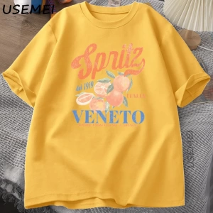 İtalyan Kokteyl Spritz T-Shirt Erkek Kadın Yaz Vintage Boho Italia Grafik Tee Pamuk Kısa Koll 2949