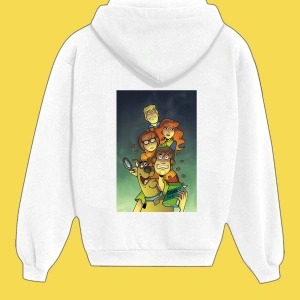 IvırZıvır----Unisex Beyaz Scooby Doo Sırt Baskılı Sweatshirt