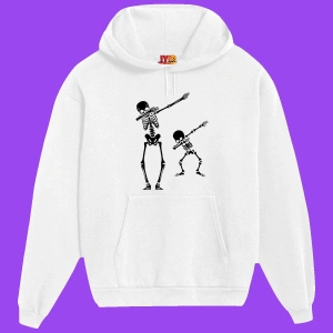 IvırZıvır----Unisex Beyaz Skull Sırt Baskılı Sweatshirt