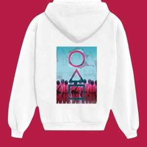 IvırZıvır----Unisex Beyaz Squid Game Sırt Baskılı Sweatshirt