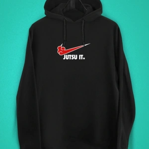 IvırZıvır----Unisex Siyah Naruto Jutsu It Baskılı Sweatshirt