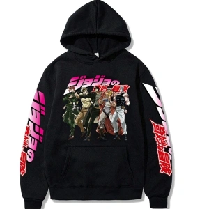 Japon Animesi Jojo Tuhaf Macera Unisex Hoodies 14685 Siyah