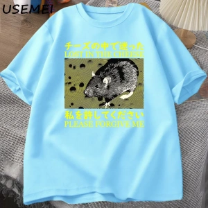 Japon tarzı kayıp peynir sıçan t-shirt erkekler pamuk kısa kollu Tadam giysileri t-sh 2879