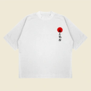 Japonca Baskılı Oversize Unisex Pamuklu Nefes Alan Kalın Kumaşlı