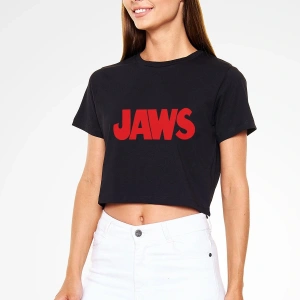 Jaws Siyah Crop Top Tişört