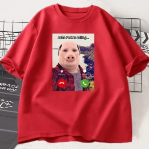 John Domuz Arıyor T Shirt Komik Grafik Tee Üst Büyük Boy Pamuk Mizah Domuz Meme Tasarım Erkek 2855