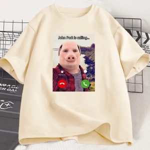 John Domuz Arıyor T Shirt Komik Grafik Tee Üst Büyük Boy Pamuk Mizah Domuz Meme Tasarım Erkek 2855