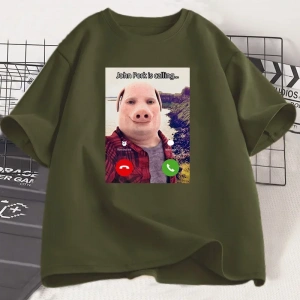 John Domuz Arıyor T Shirt Komik Grafik Tee Üst Büyük Boy Pamuk Mizah Domuz Meme Tasarım Erkek 2855