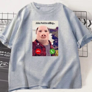 John Domuz Arıyor T Shirt Komik Grafik Tee Üst Büyük Boy Pamuk Mizah Domuz Meme Tasarım Erkek 2855