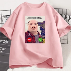 John Domuz Arıyor T Shirt Komik Grafik Tee Üst Büyük Boy Pamuk Mizah Domuz Meme Tasarım Erkek 2855
