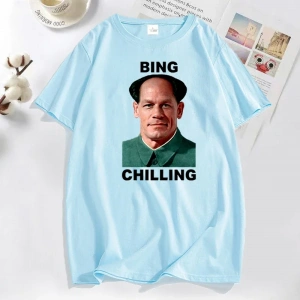 John Xina Bing Chilling John Cena Vintage T Shirt erkekler siyah pamuk günlük T-shirt yaz kıs 2941