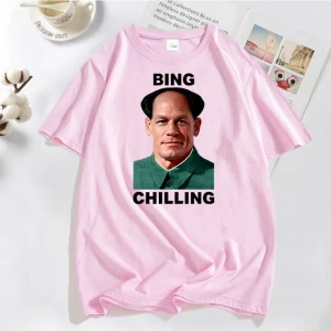 John Xina Bing Chilling John Cena Vintage T Shirt erkekler siyah pamuk günlük T-shirt yaz kıs 2941