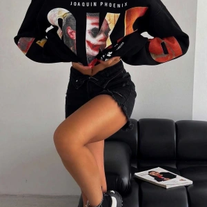 Joker Renkli Oversize Bisiklet Yaka Pamuklu Sweatshirt Beyaz