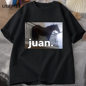 Juan Aptal At Balkon Dank Meme Grafik T Shirt Komik Adam O Boyun Rahat Kısa Kollu Tee 2797