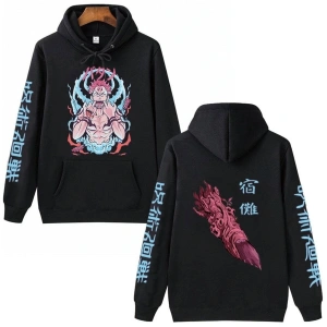 Jujutsu Kaisen Ryomen Sukuna Kapşonlu Hoodie 14589 Siyah