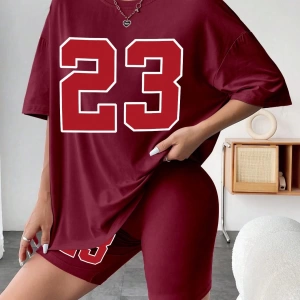 Kadın 2Lİ TAKIM OVERSİZE Trend T-shirt Şort Model 4922