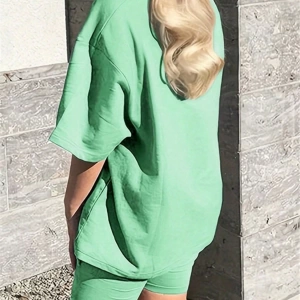 Kadın 2Lİ TAKIM OVERSİZE Trend T-shirt Şort Model 4926