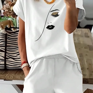 Kadın 2Lİ TAKIM OVERSİZE Trend T-shirt Şort Model 4928