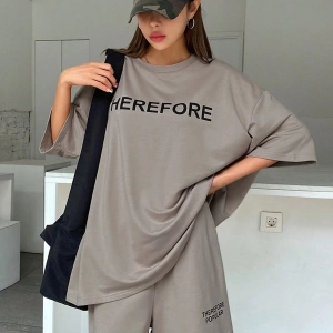 Kadın 2Lİ TAKIM OVERSİZE Trend T-shirt Şort Model 4933