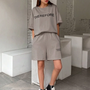 Kadın 2Lİ TAKIM OVERSİZE Trend T-shirt Şort Model 4933
